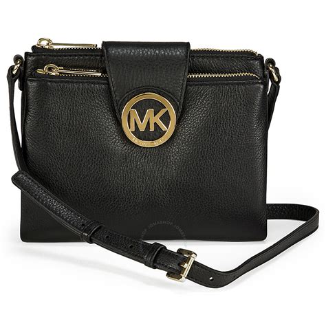 michael kors crossbody black with gold buckle|Michael Kors Crossbody purse.